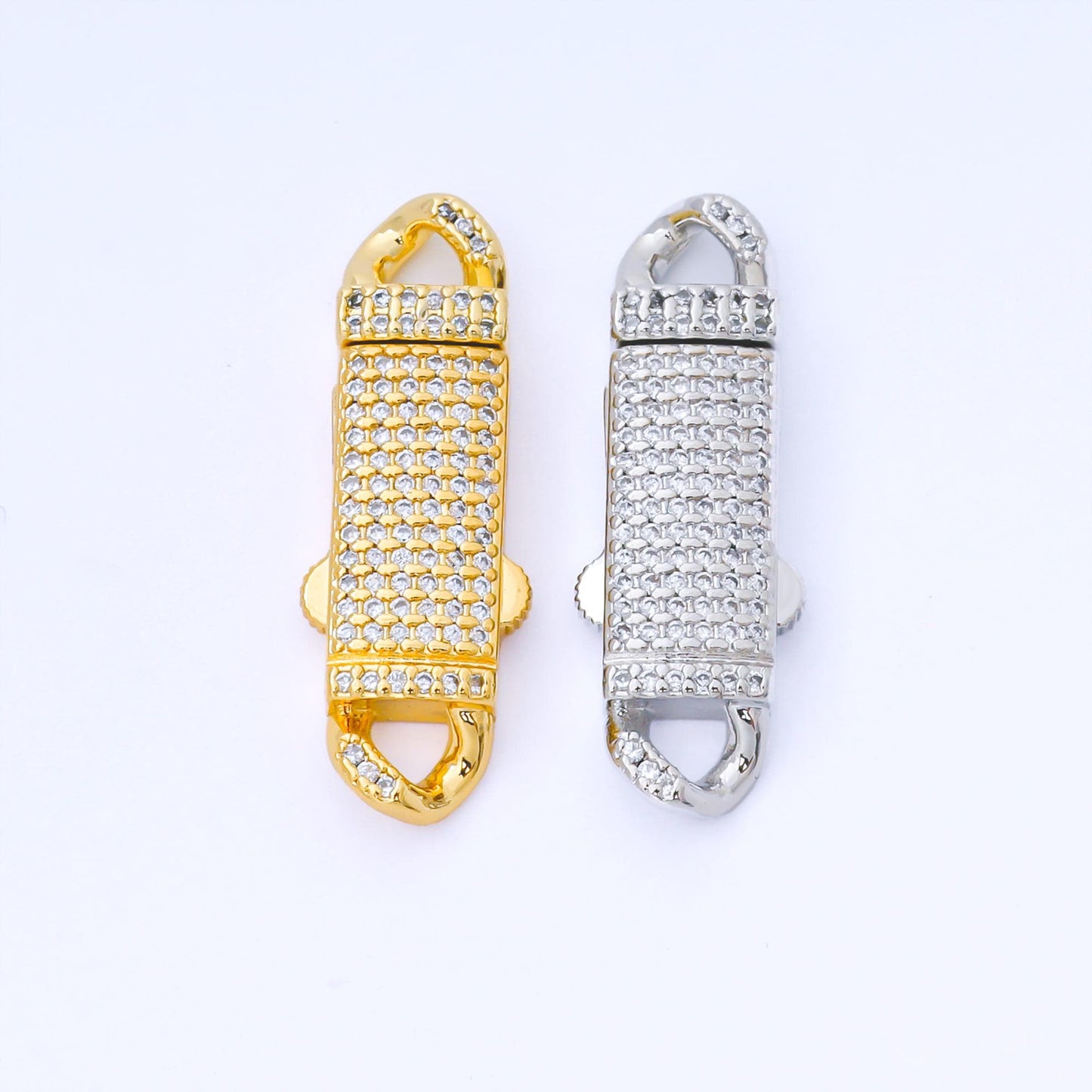 Long Gold full pave cz box buckle clasp for bracelet making Z-1330