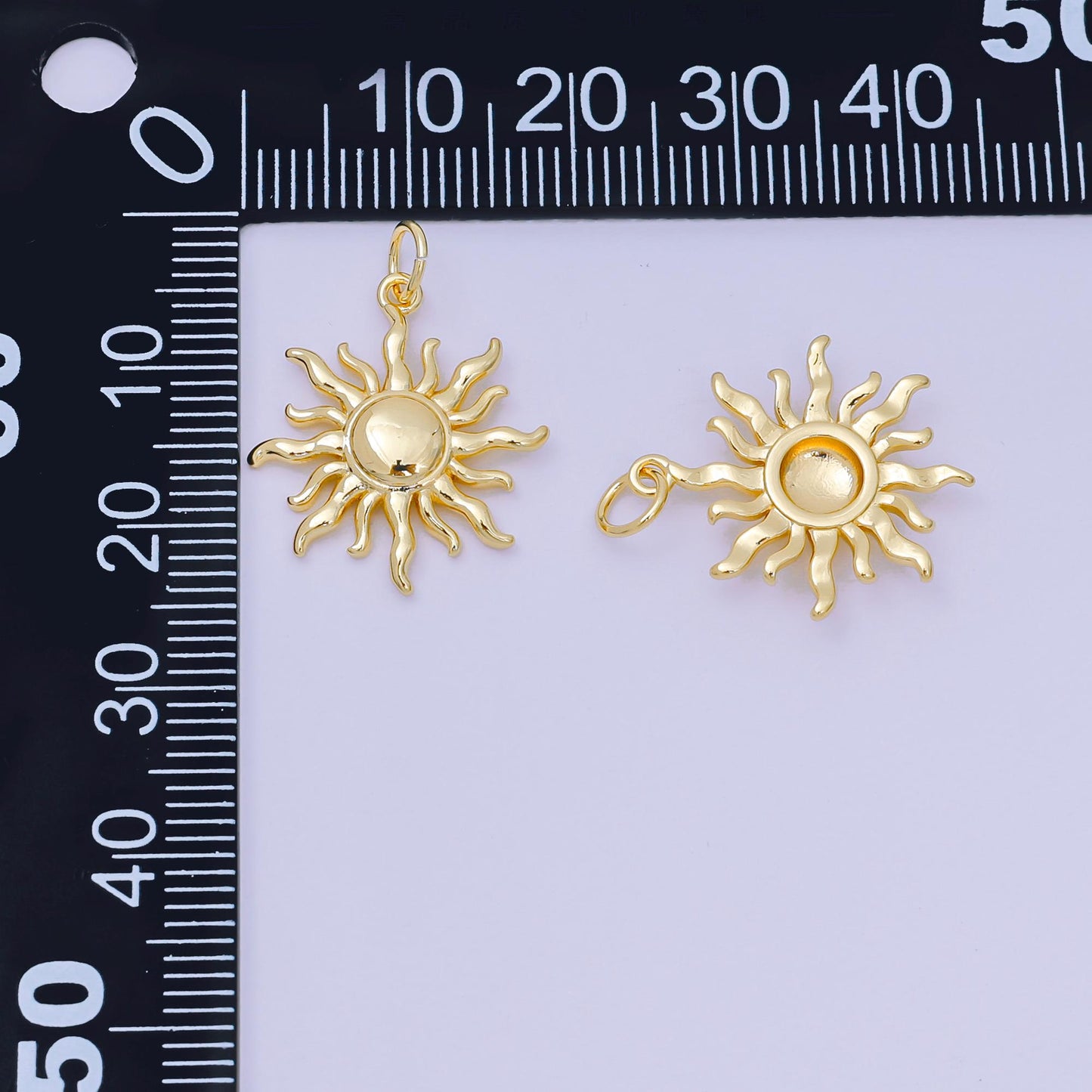 24K Gold Filled 20mm Dainty Summer Celestial Sun Ray Charm | D-095