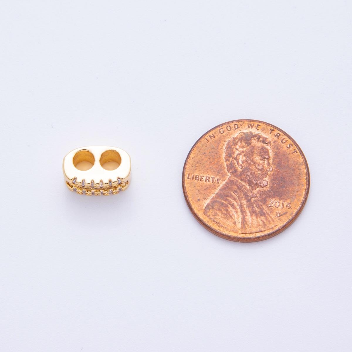 Cord Necklace Stopper Beads for Jewelry Making 2-Hole Slider Beads for Cord Necklace 18k Gold Filled Spacer Beads Supplies AF-A1024