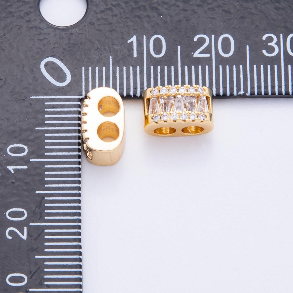 Cord Necklace Stopper Beads for Jewelry Making 2-Hole Slider Beads for Cord Necklace 18k Gold Filled Spacer Beads Supplies AF-A1024