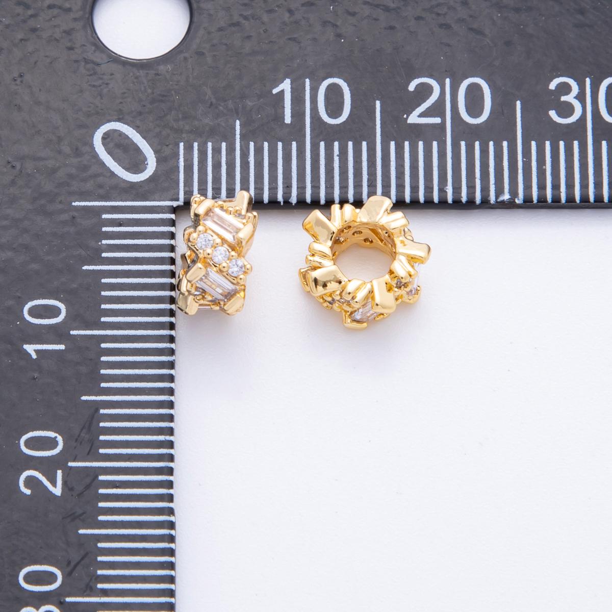Gold baguette CZ Round beads charms 24k gold filled Donut spacer beads bracelet necklace for diy jewelry making supply 9mm | AF-1027