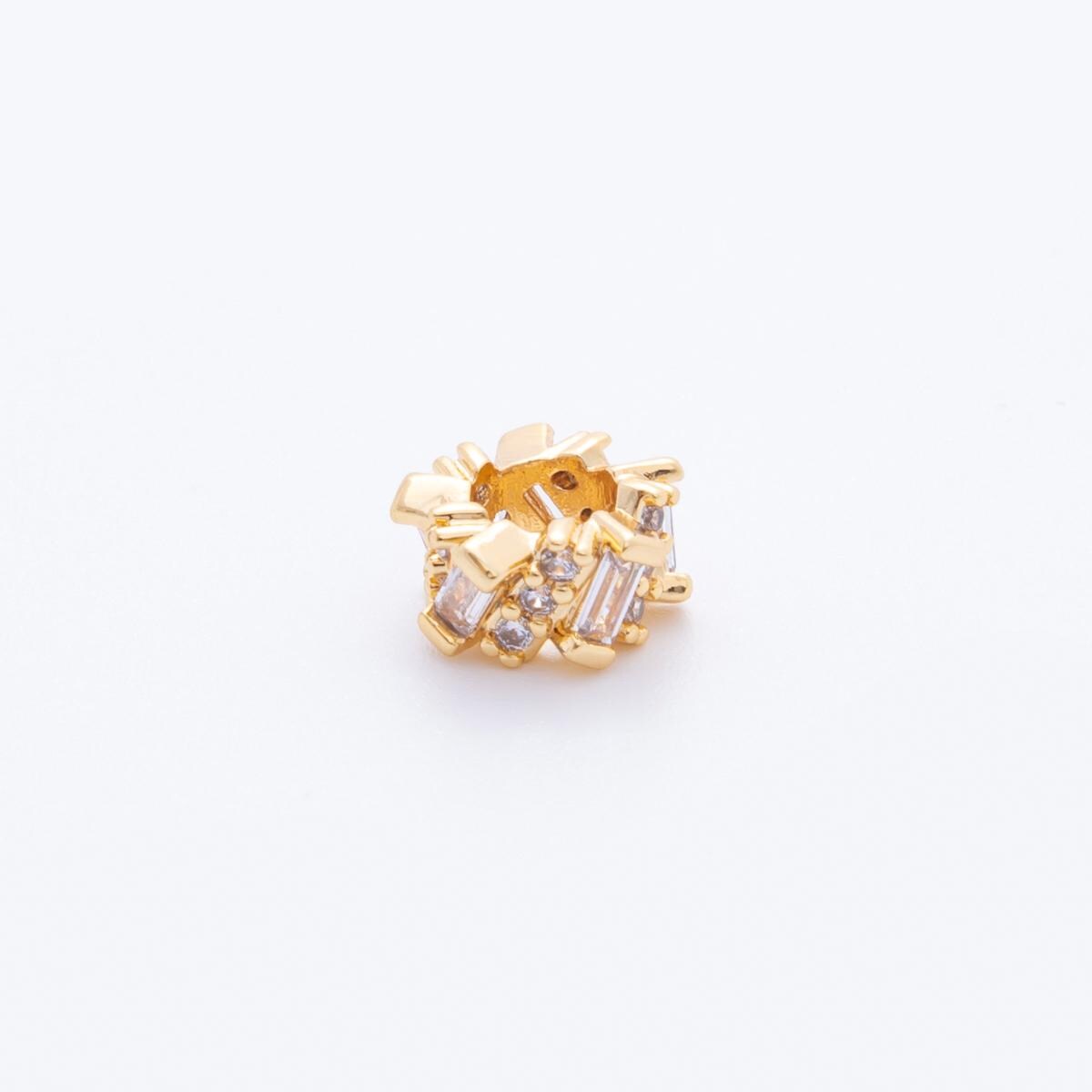 Gold baguette CZ Round beads charms 24k gold filled Donut spacer beads bracelet necklace for diy jewelry making supply 9mm | AF-1027
