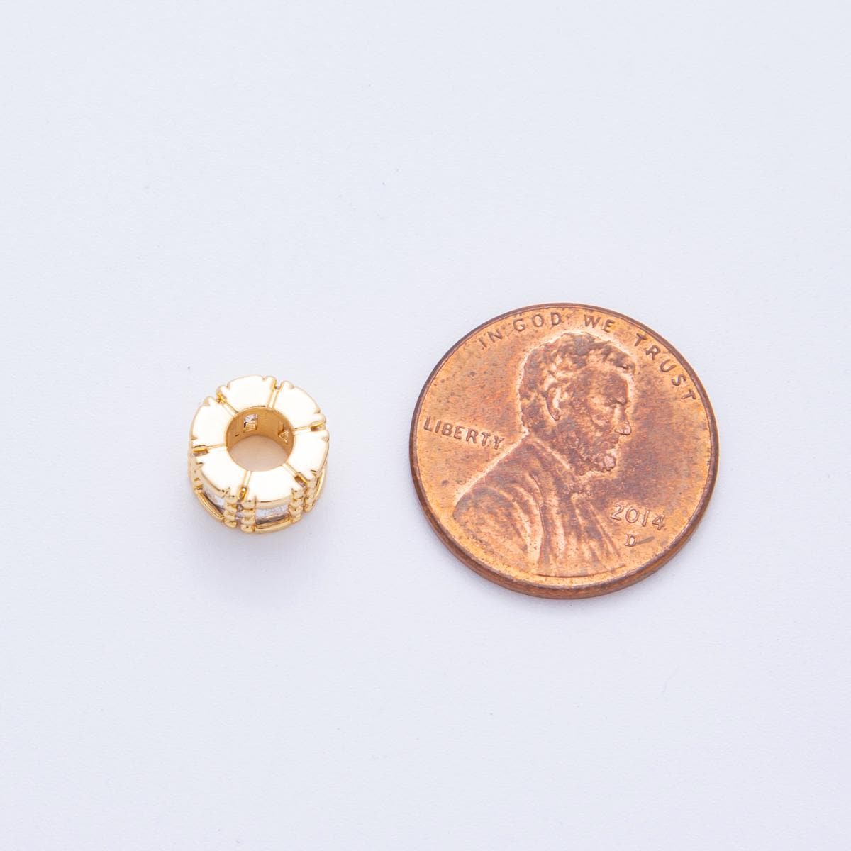 24K Gold Filled 8.5mm Clear CZ Tube Rondelle Spacer Bead | AF-1028