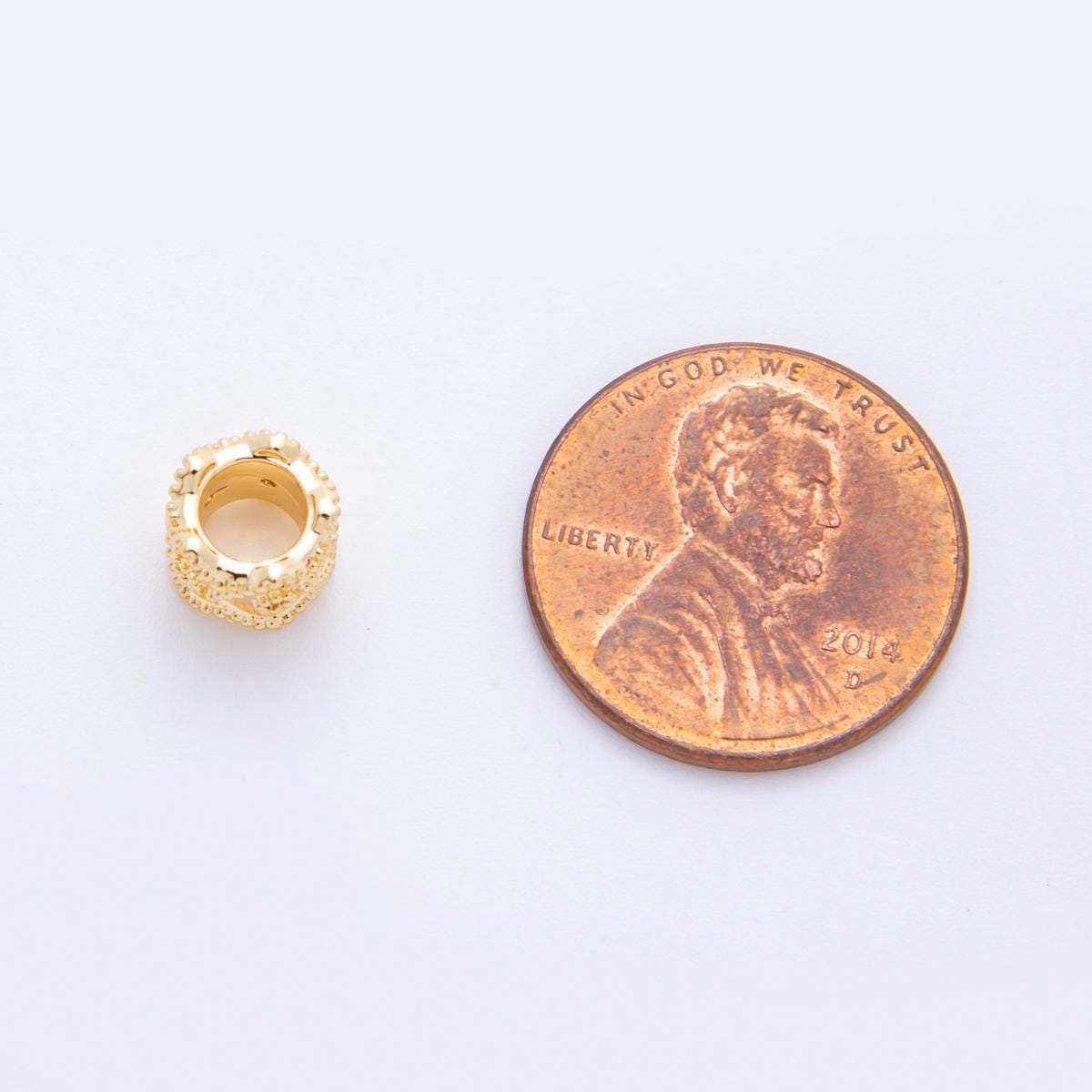 24K Gold Filled 6mm Clear CZ Dotted Bubble Rondelle Spacer Bead | AF-1030