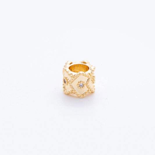 24K Gold Filled 6mm Clear CZ Dotted Bubble Rondelle Spacer Bead | AF-1030