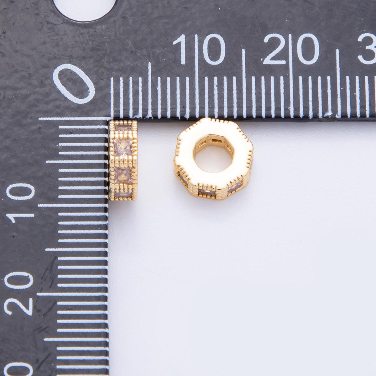 Gold Octagon Beads Charms 24K Gold Filled Geometric spacer beads Bracelet Necklace for DIY Jewelry Making Supply 8mm AF-1035