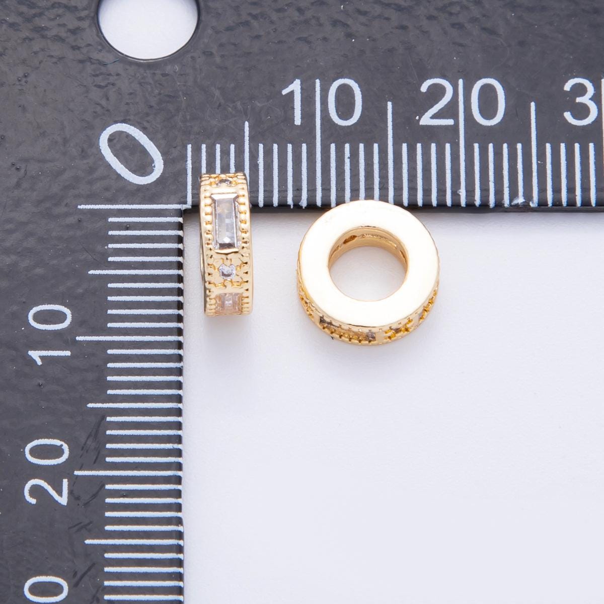 Pave Gold Round Donut Beads Charms 24K Gold Filled Geometric spacer beads Bracelet Necklace for DIY Jewelry Making Supply 10mm AF-1041
