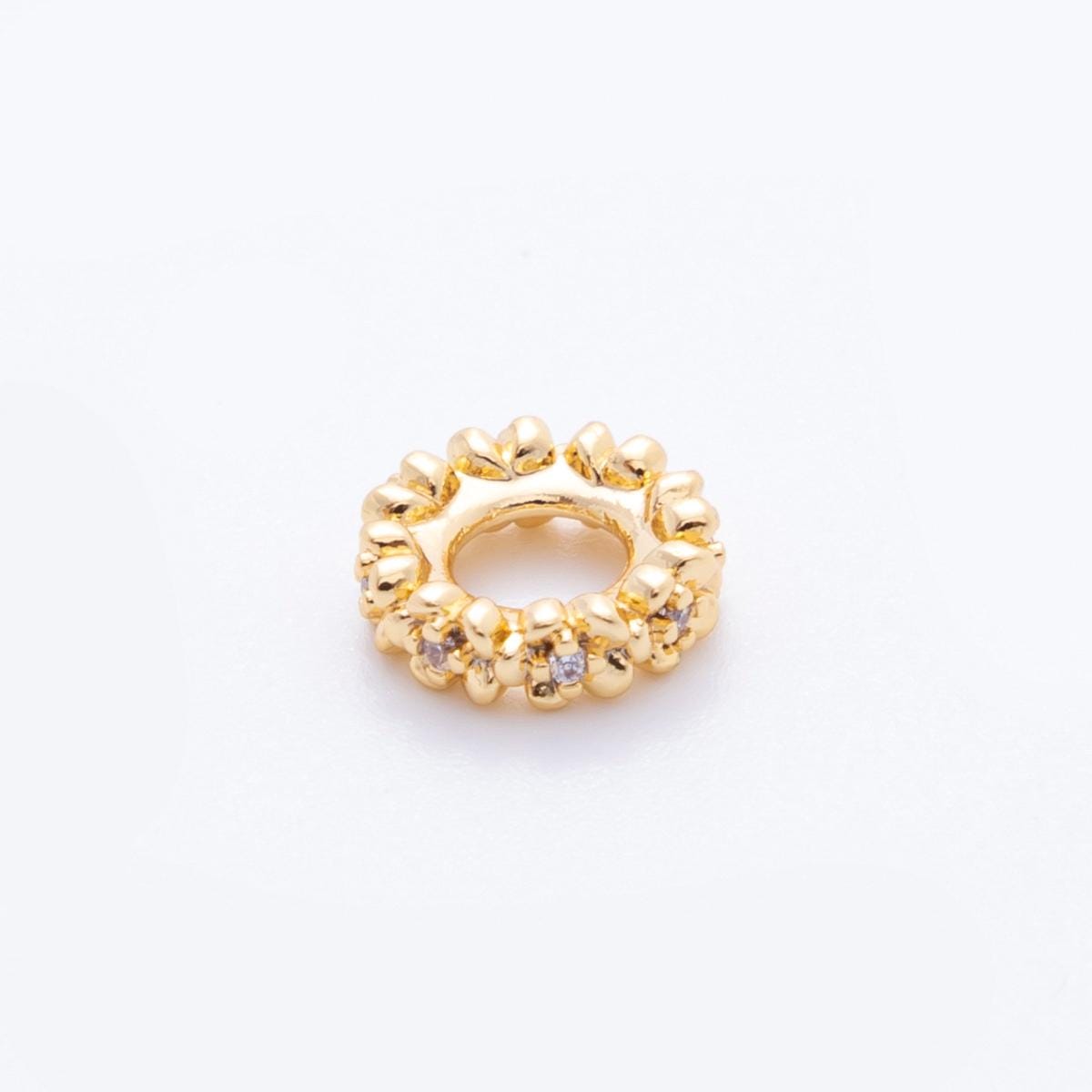Pave Mini Gold Flower Bead Spacer 24k gold filled bead spacer in gold AF-1042