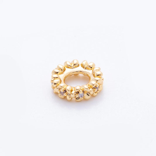 Pave Mini Gold Flower Bead Spacer 24k gold filled bead spacer in gold AF-1042