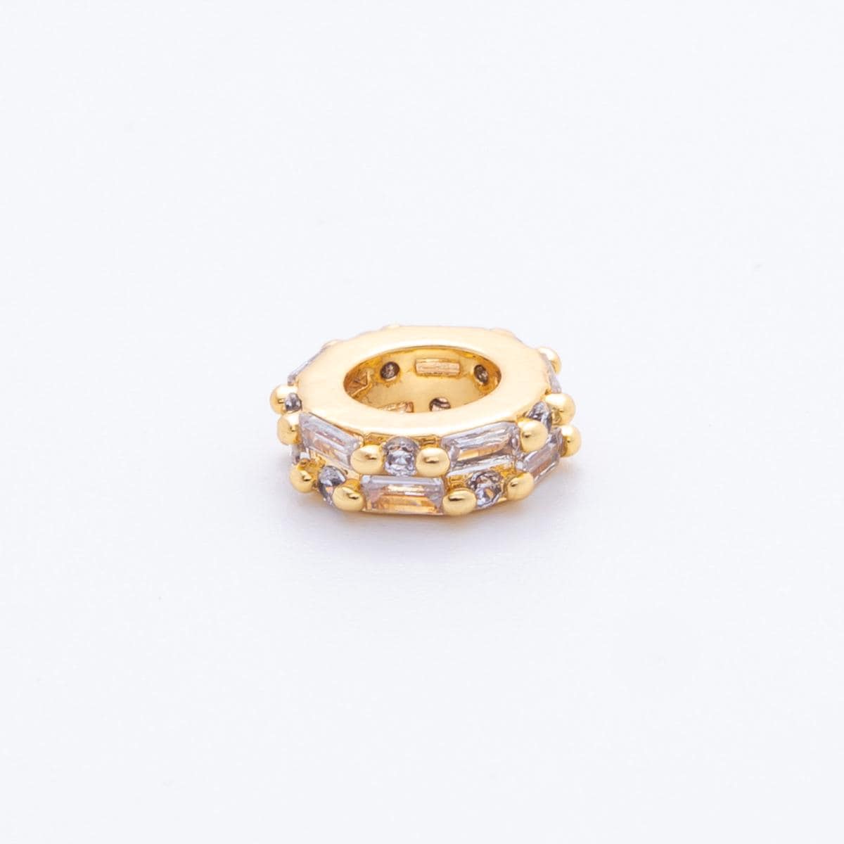 Pave Gold Round Donut Beads Charms 24K Gold Filled Geometric spacer beads Bracelet Necklace for DIY Jewelry Making Supply 11mm AF-1044