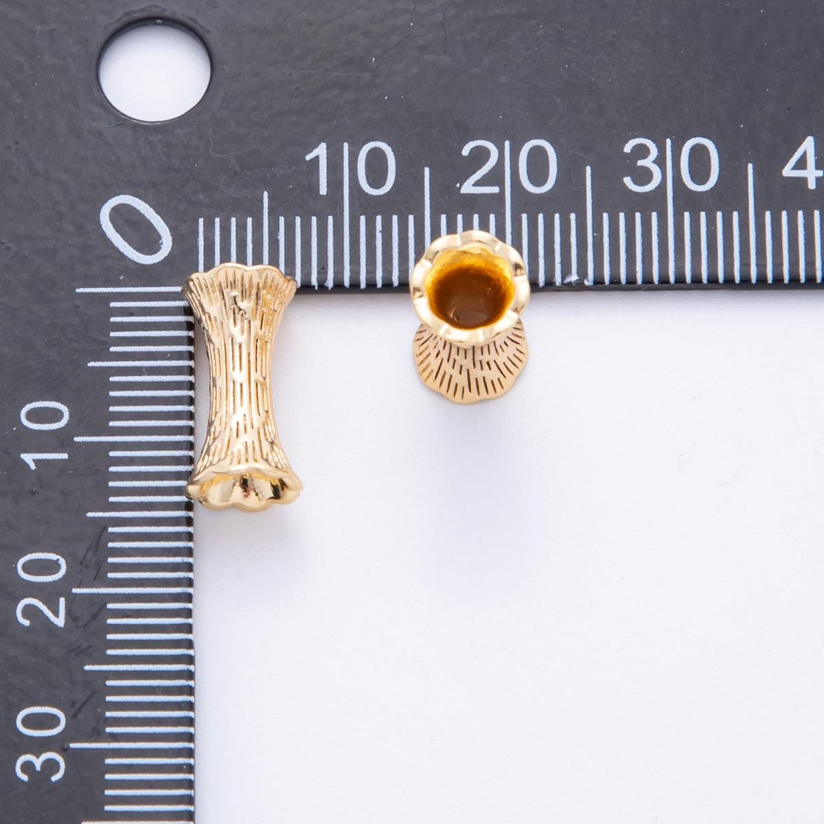 18K Gold Filled 7x14 mm Long Textured Hourglass Bead Spacer| AF-1050