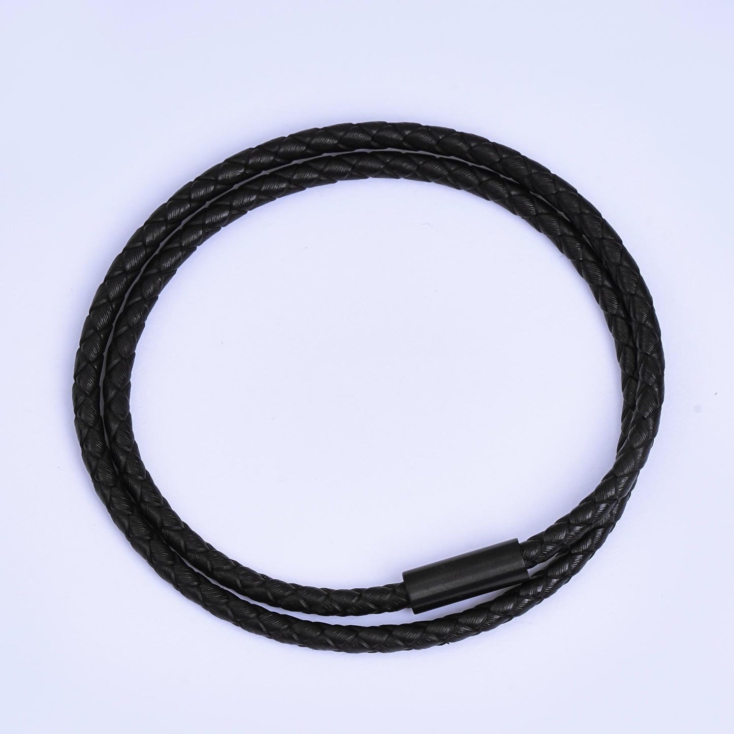 4mm For Men Brown Black Orange Blue Braided Leather Rope Cord Bracelet Black Push Clasp 7.5 inch , 8.5 inch Bracelet for Christmas Gift