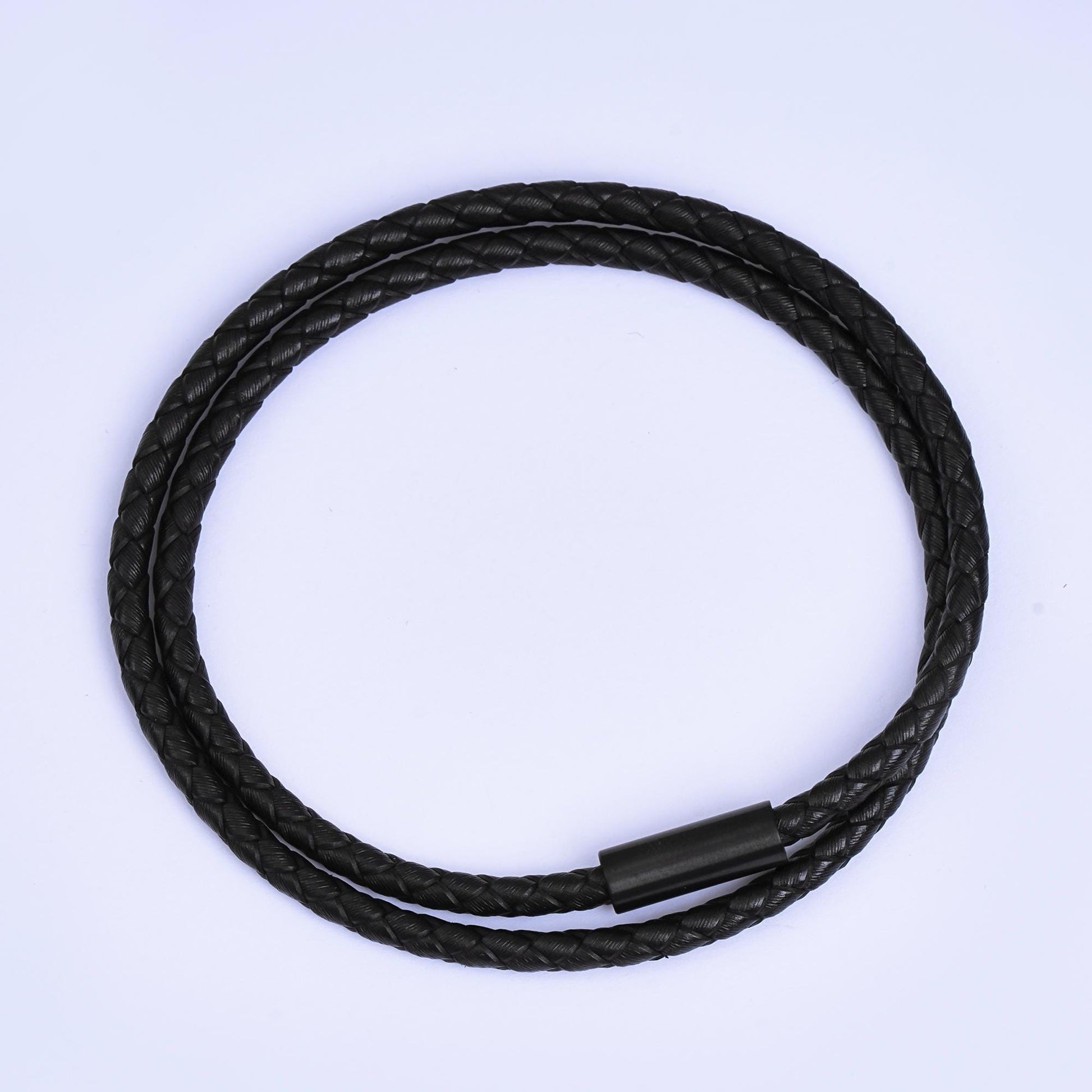 4mm For Men Brown Black Orange Blue Braided Leather Rope Cord Bracelet Black Push Clasp 7.5 inch , 8.5 inch Bracelet for Christmas Gift