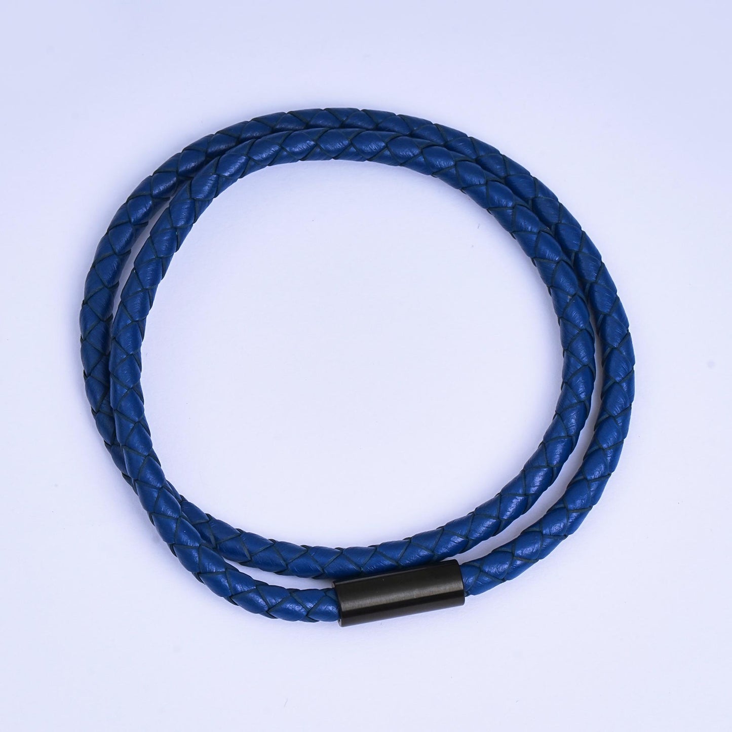4mm For Men Brown Black Orange Blue Braided Leather Rope Cord Bracelet Black Push Clasp 7.5 inch , 8.5 inch Bracelet for Christmas Gift