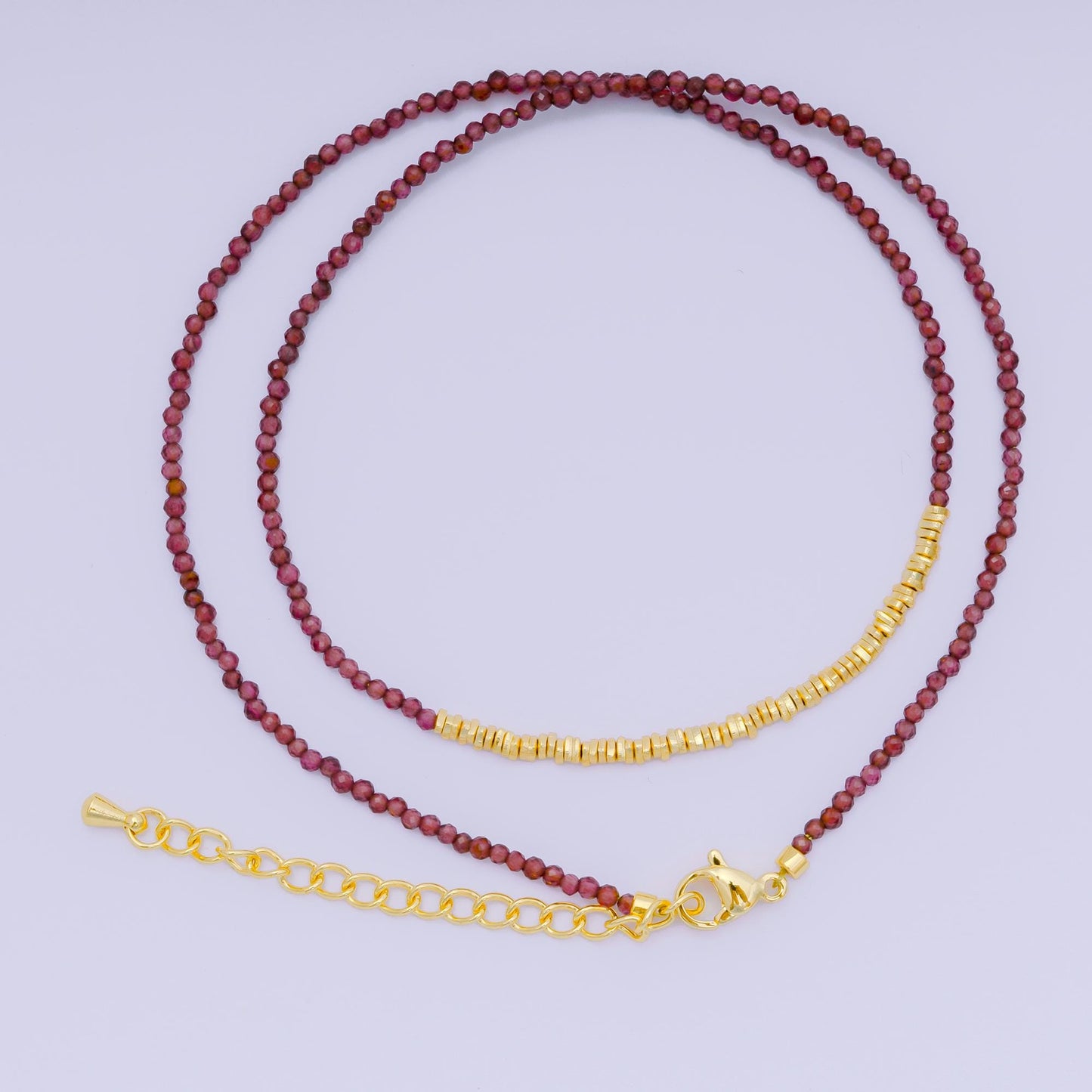 24K Gold Filled Colorful Gemstone Bead Necklace 16.92 Inch with Extender | WA-3626 - WA-3643