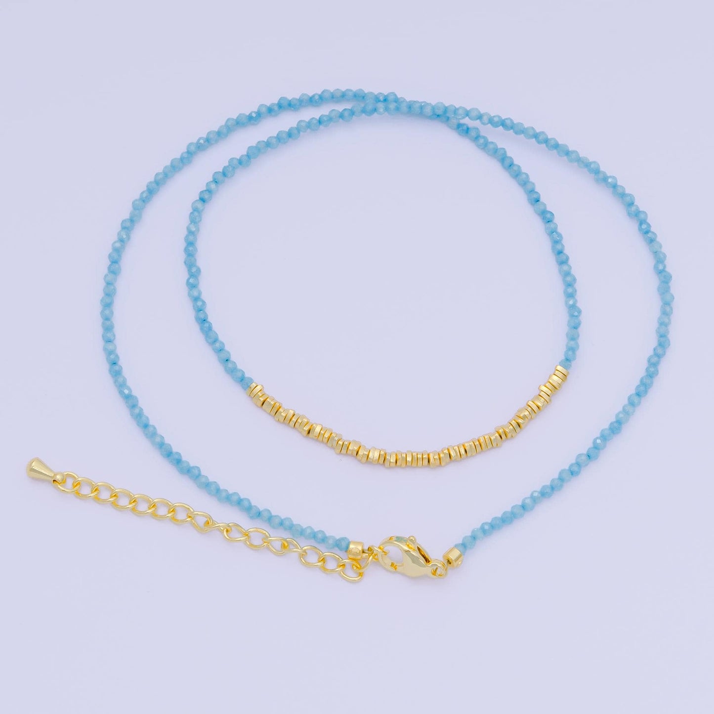 24K Gold Filled Colorful Gemstone Bead Necklace 16.92 Inch with Extender | WA-3626 - WA-3643