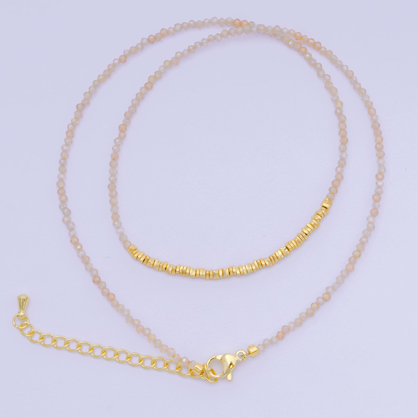 24K Gold Filled Colorful Gemstone Bead Necklace 16.92 Inch with Extender | WA-3626 - WA-3643