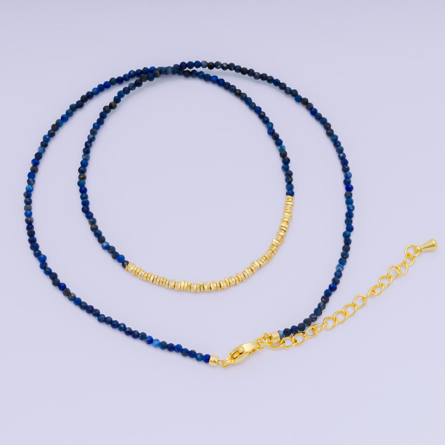 24K Gold Filled Colorful Gemstone Bead Necklace 16.92 Inch with Extender | WA-3626 - WA-3643