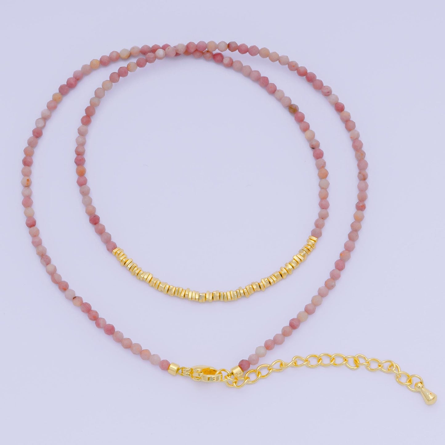 24K Gold Filled Colorful Gemstone Bead Necklace 16.92 Inch with Extender | WA-3626 - WA-3643