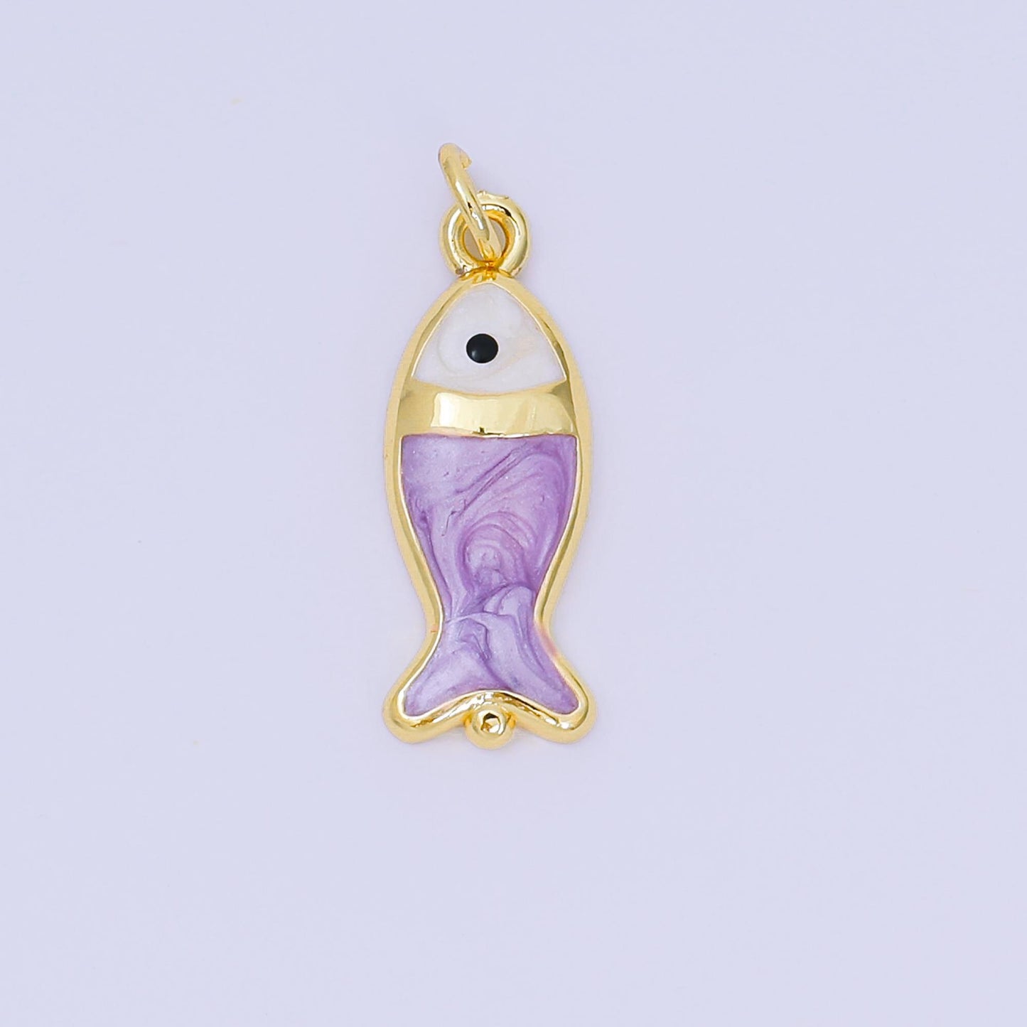 Mini Gold fish Charms 24K Gold Filled Enamel Baby Sardines Pendant Charm Bracelet Necklace for DIY Jewelry Making Supply D-367