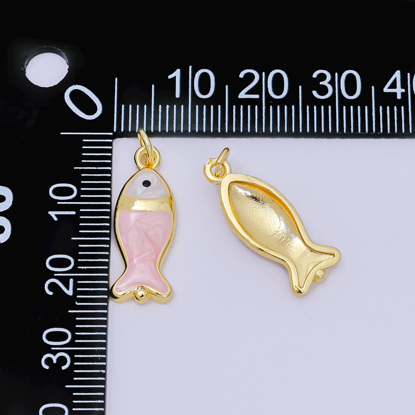 Mini Gold fish Charms 24K Gold Filled Enamel Baby Sardines Pendant Charm Bracelet Necklace for DIY Jewelry Making Supply D-367