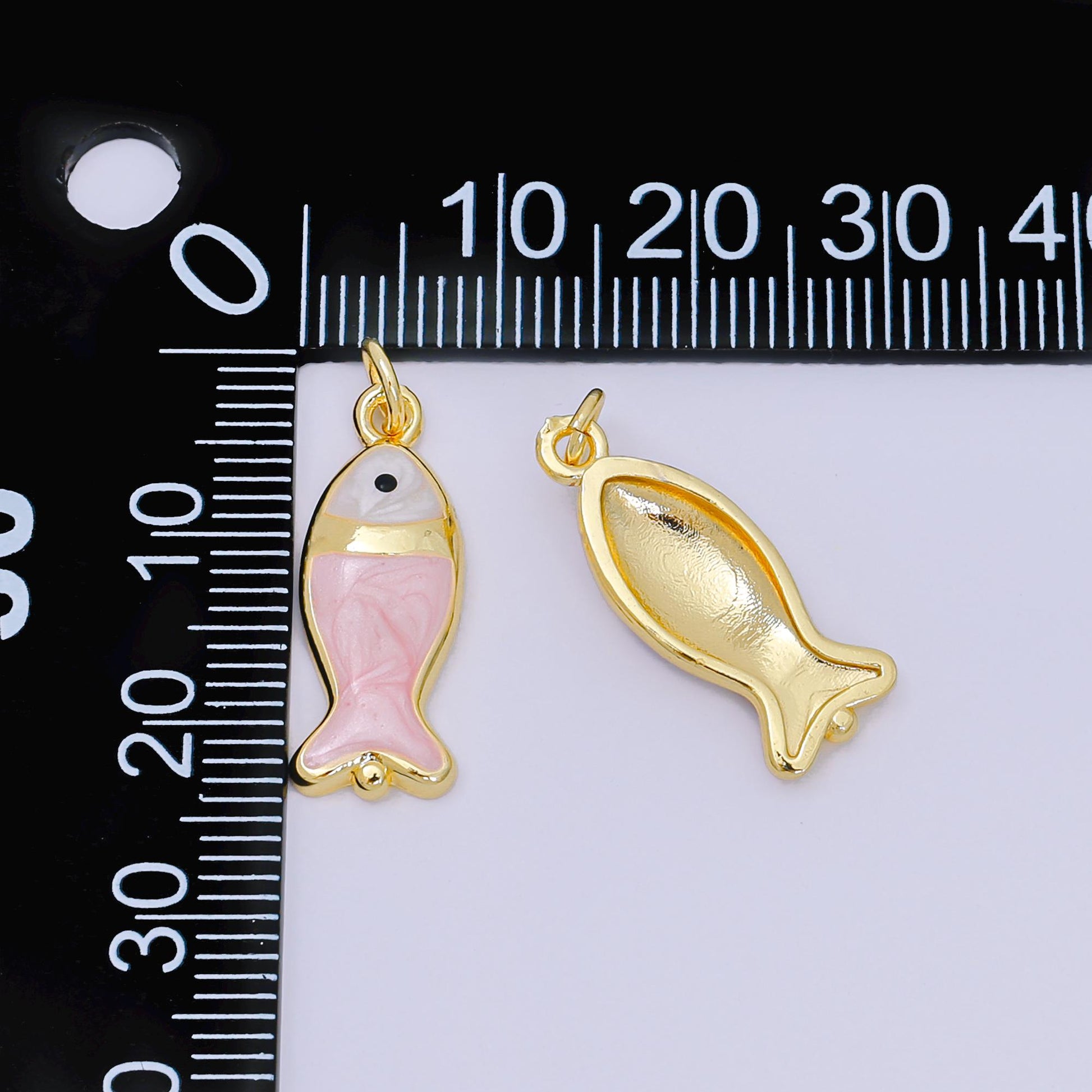 Mini Gold fish Charms 24K Gold Filled Enamel Baby Sardines Pendant Charm Bracelet Necklace for DIY Jewelry Making Supply D-367
