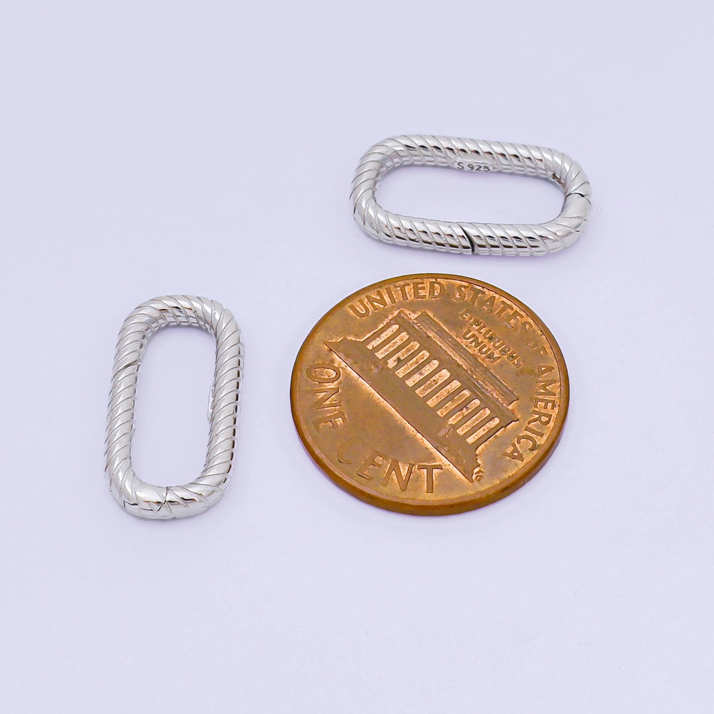 Dainty 17.5mm Sterling Silver oval twisted Push gate clasp for Charm Holder, Link Connector jewelry making supply | sl-672