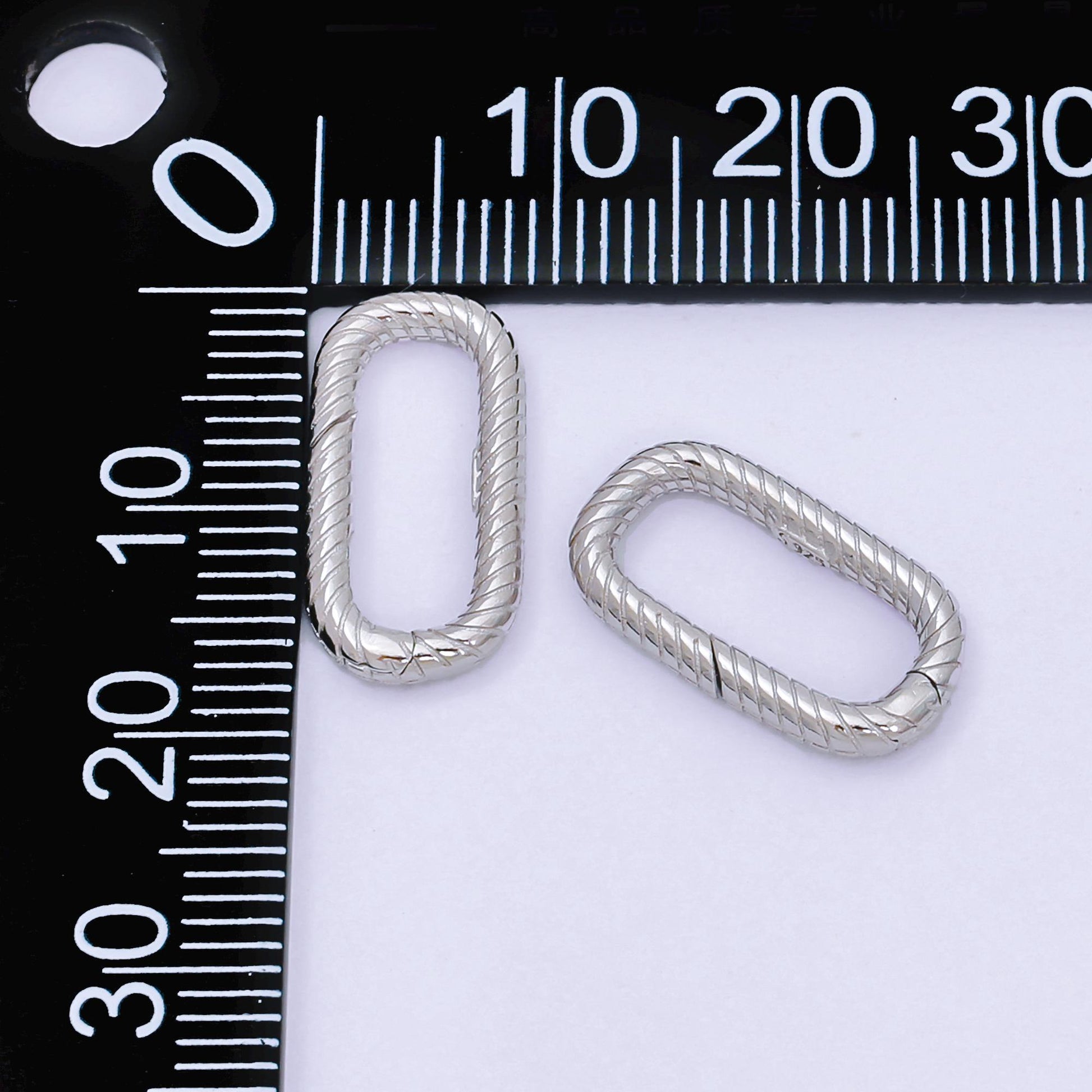 Dainty 17.5mm Sterling Silver oval twisted Push gate clasp for Charm Holder, Link Connector jewelry making supply | sl-672