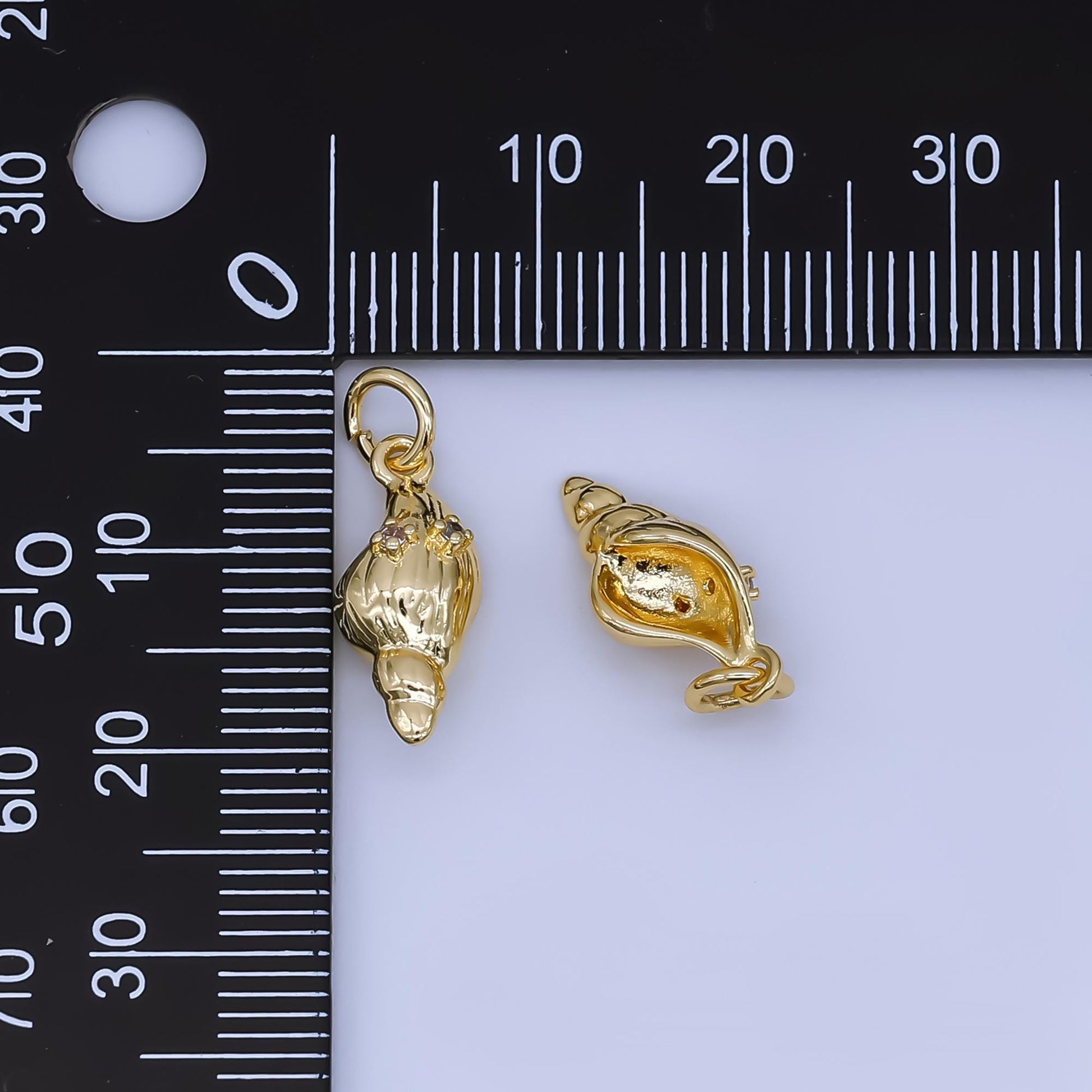 Mini Gold Clam Shell Charm Silver Beach Charm AC1612