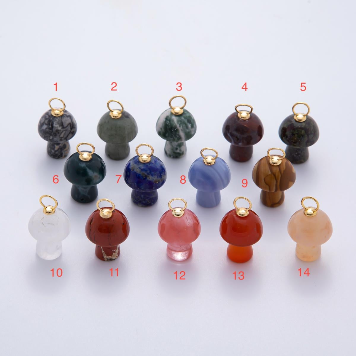 Dainty Gemstone mushroom charm small unique magic mushroom pendant jewelry gift idea for bracelet necklace earring component jewelry E254