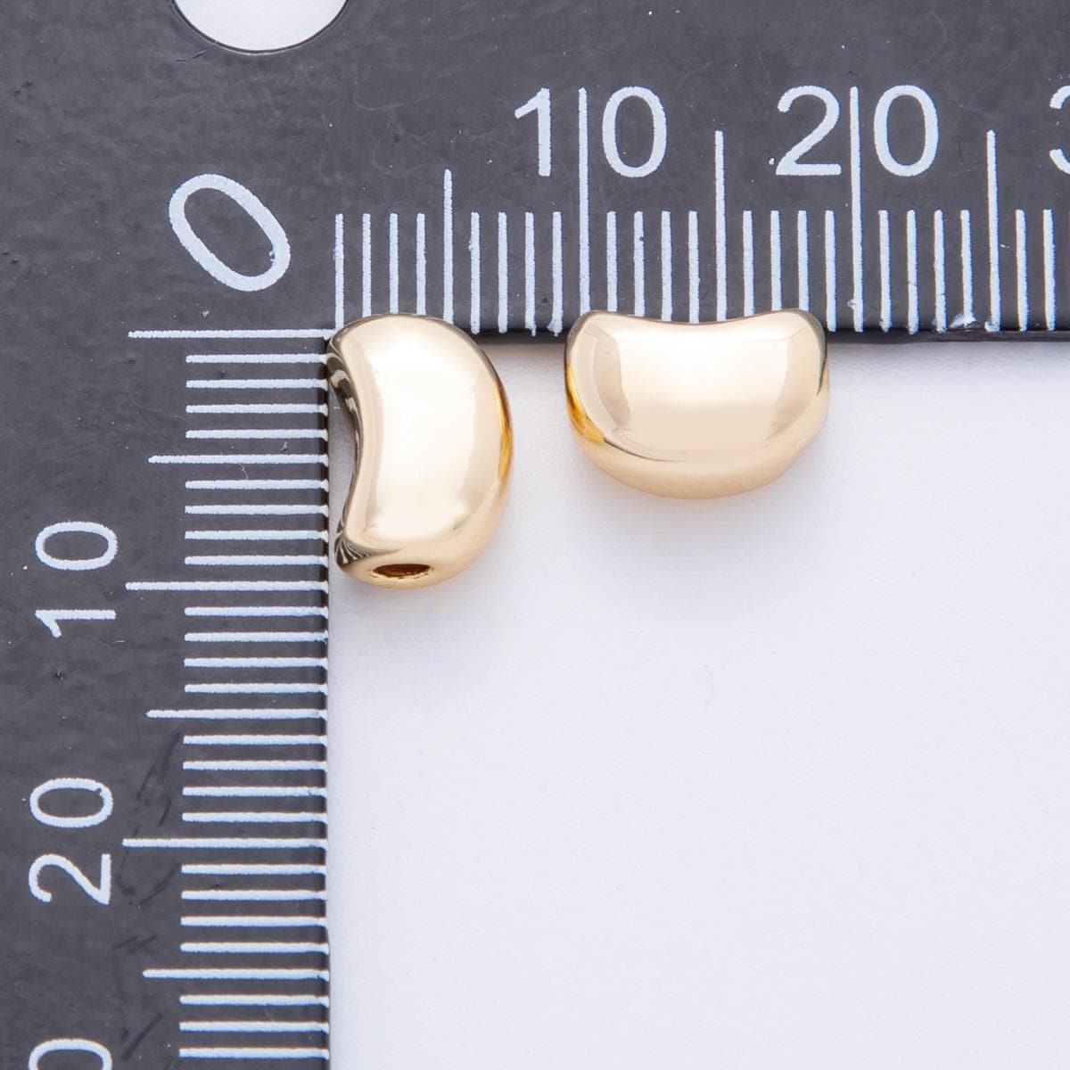 24K Gold Filled Pebble Bean Charm Slider Spacer Charm for Cord Necklace Making AF-A1048