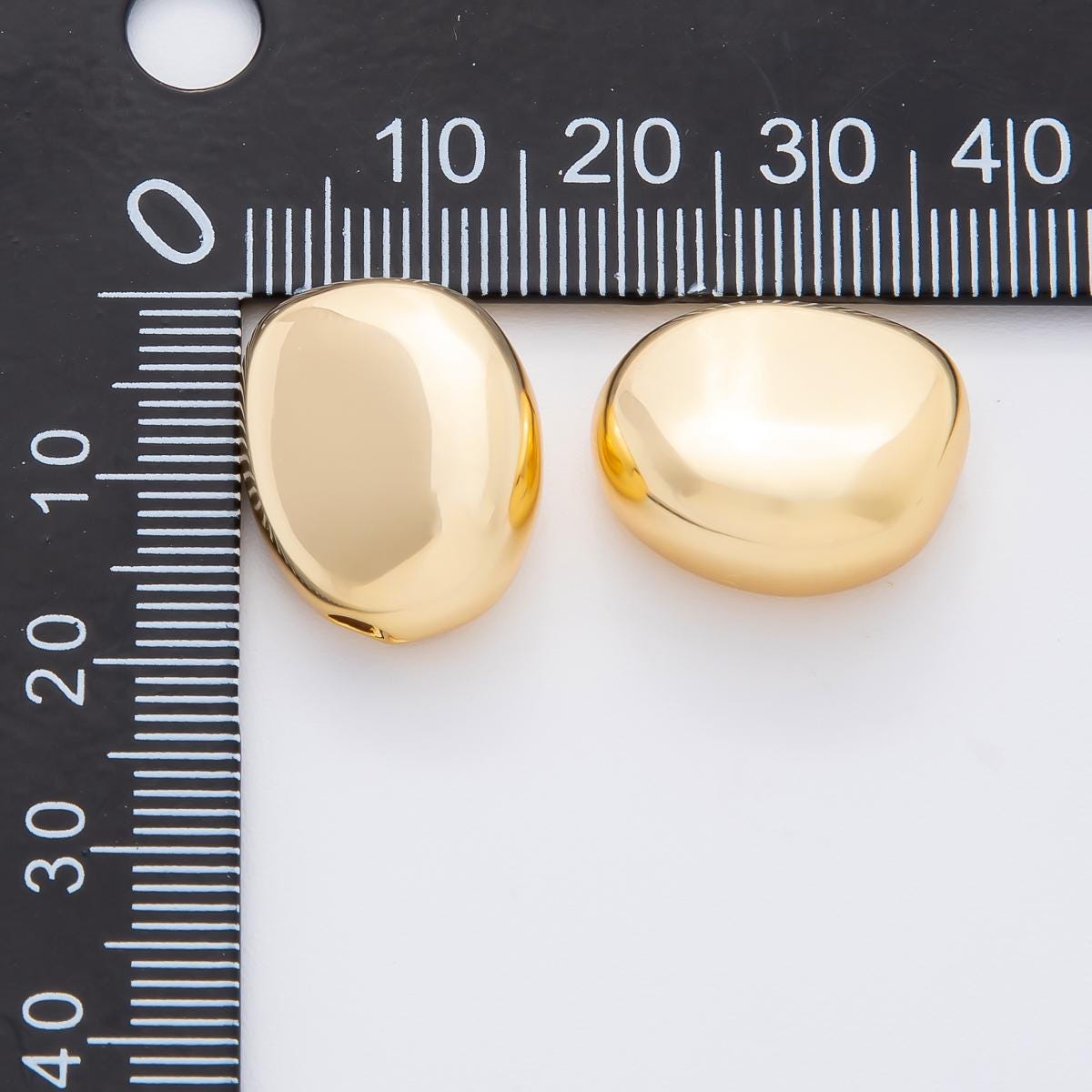 24K Gold Filled Pebble Bean Charm Slider Spacer Charm for Cord Necklace Making AF-A1048