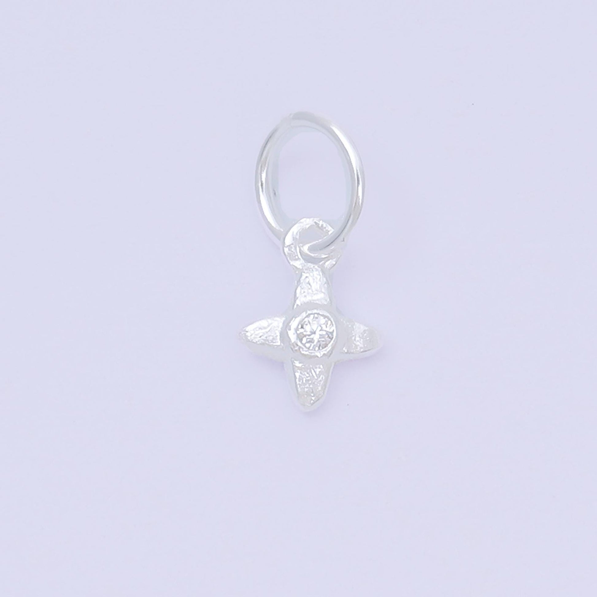 S925 Sterling Silver 10mm Micro Paved CZ Sparkle Little Star Dainty Charm | SL-679