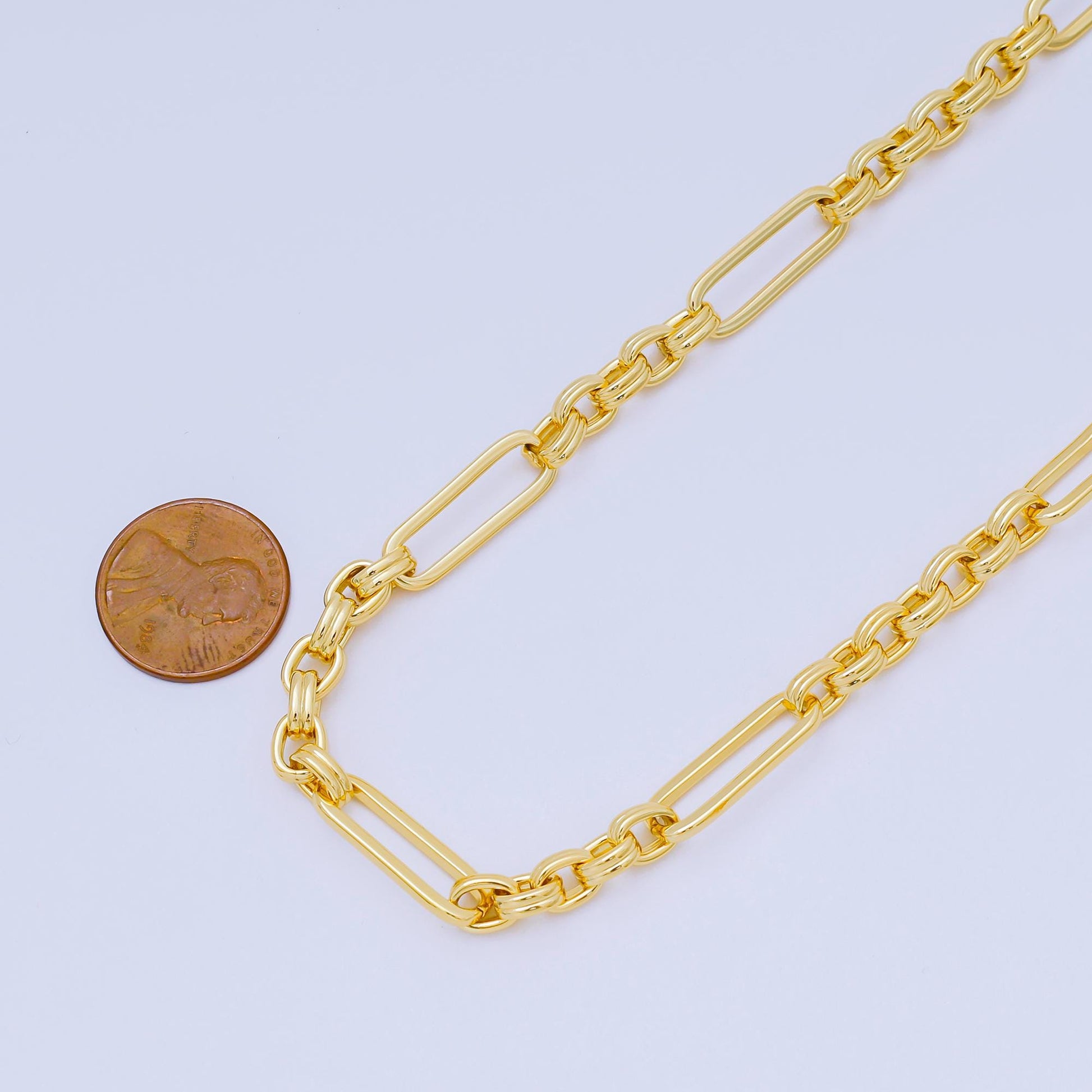 24K Gold Filled 6.5mm Paperclip Cable Link Unfinished Chain by Yard | ROLL-1674