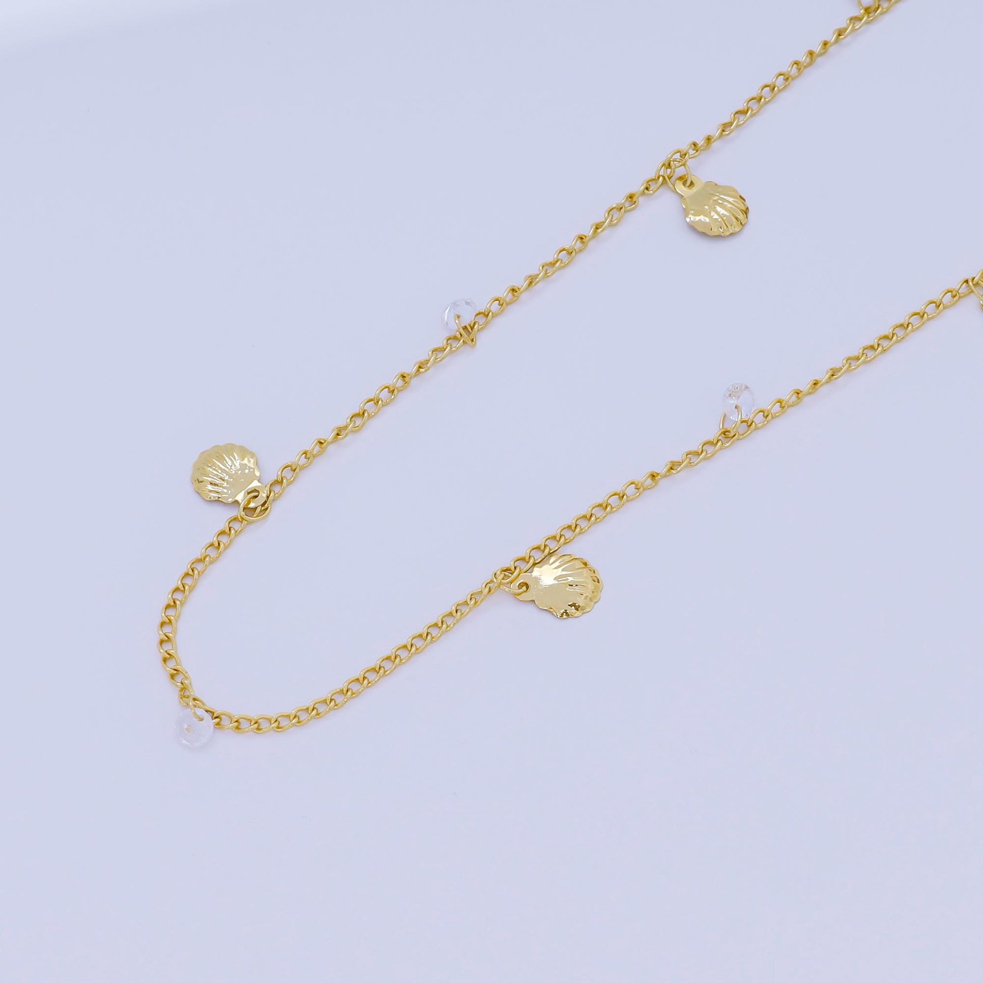 24K Gold Filled 2mm Round CZ Seashell Classic Curb Chain by Yard | ROLL-1673