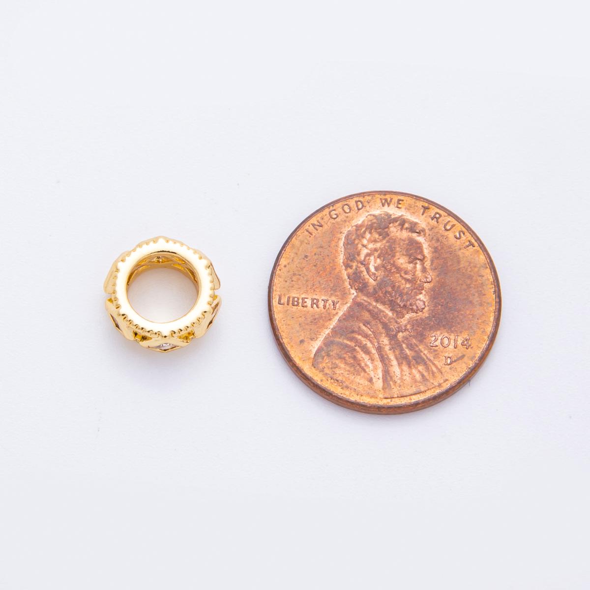 Gold micro pave Round beads charms 24k gold filled Donut spacer beads bracelet necklace for diy jewelry making supply AF-1057