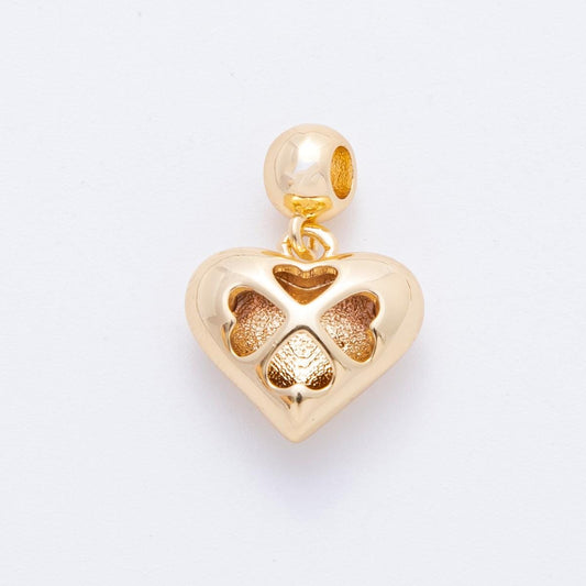 24k gold filled Puffy Heart rondelle bail drop pendant | E-658