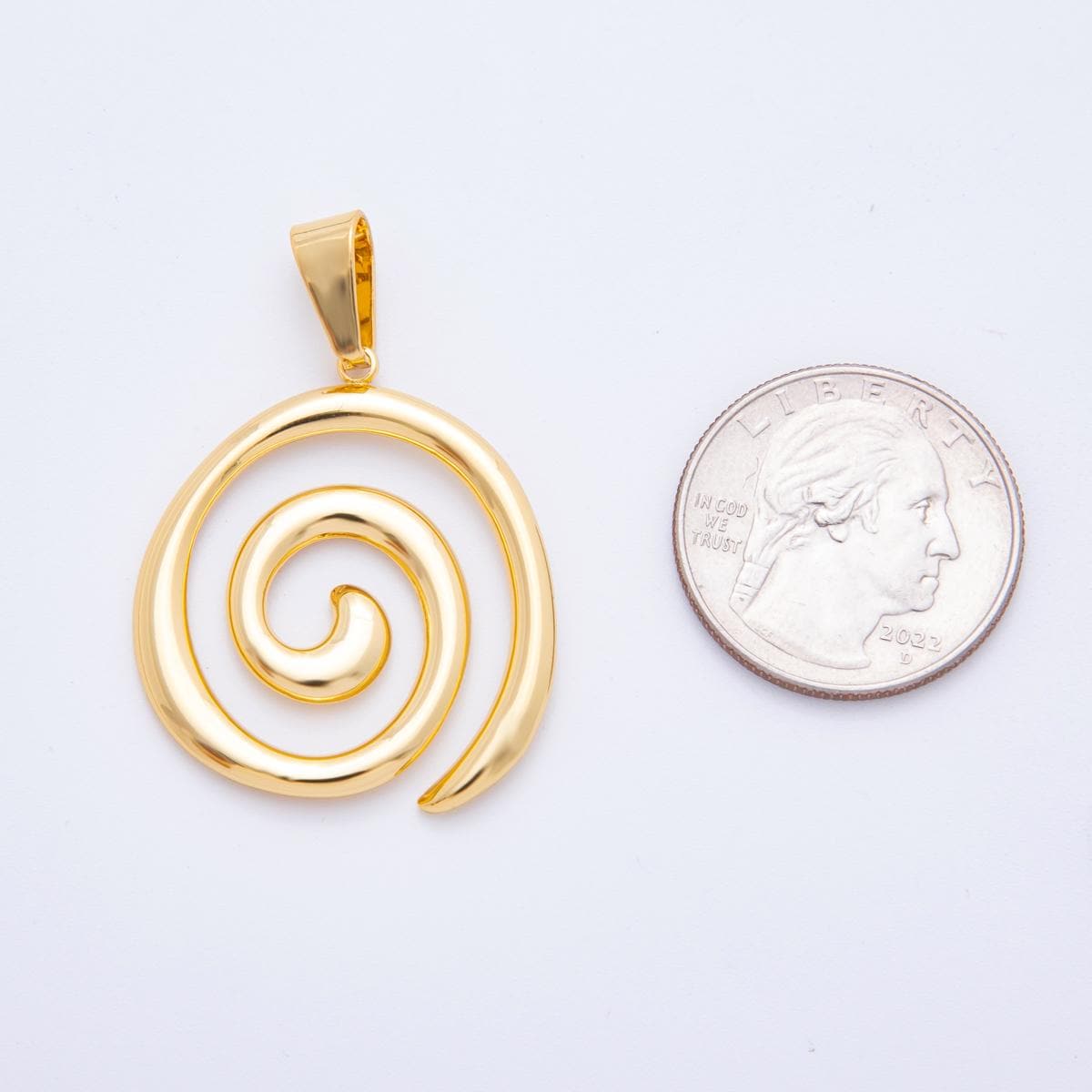 Big Gold Spiral Charm Modern Bohemian Round Swirl Charm Boho Chic Jewelry Minimalist charm for Jewelry Making Supply AF-1119