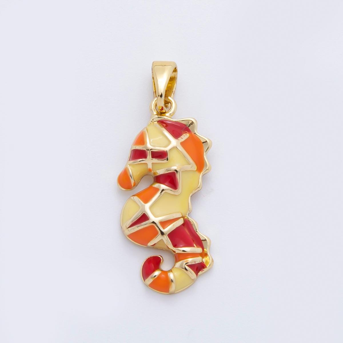 14k gold filled multicolor enamel sea horse kids animal charm | AF-1103
