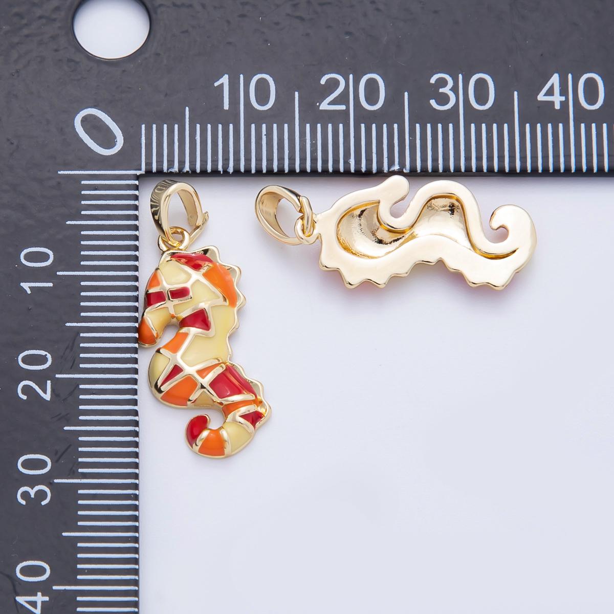 14k gold filled multicolor enamel sea horse kids animal charm | AF-1103