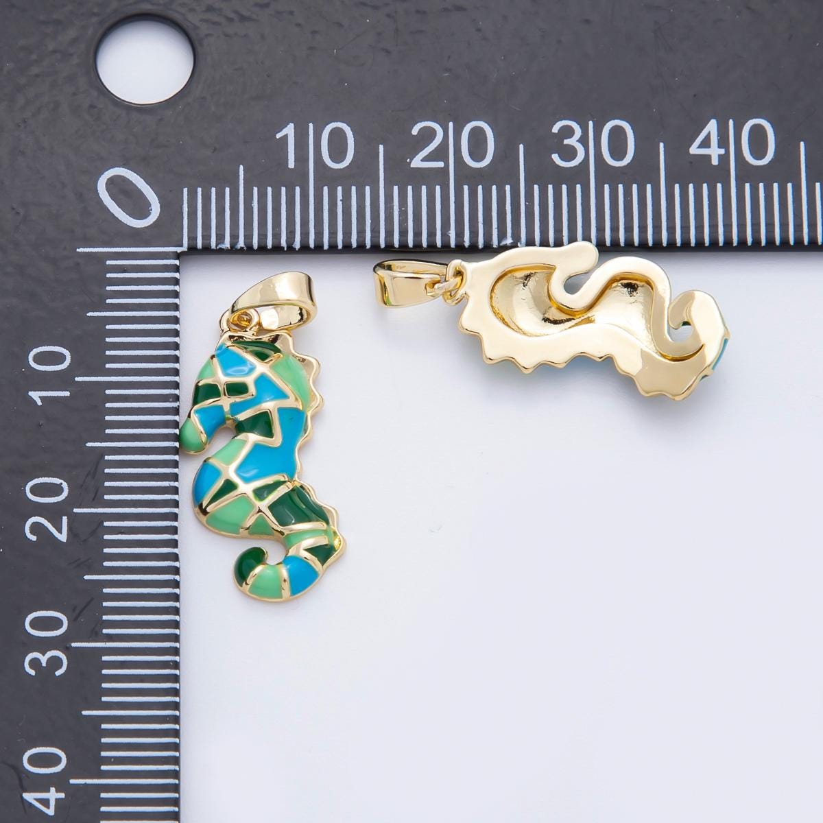 14k gold filled multicolor enamel sea horse kids animal charm | AF-1103