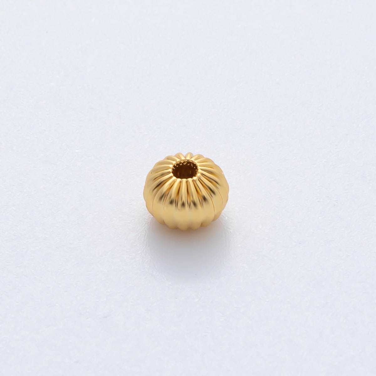 10x Gold & Silver Fluted Spacer Beads – Round Corrugated Metal Bead Charms for Jewelry Making B-355