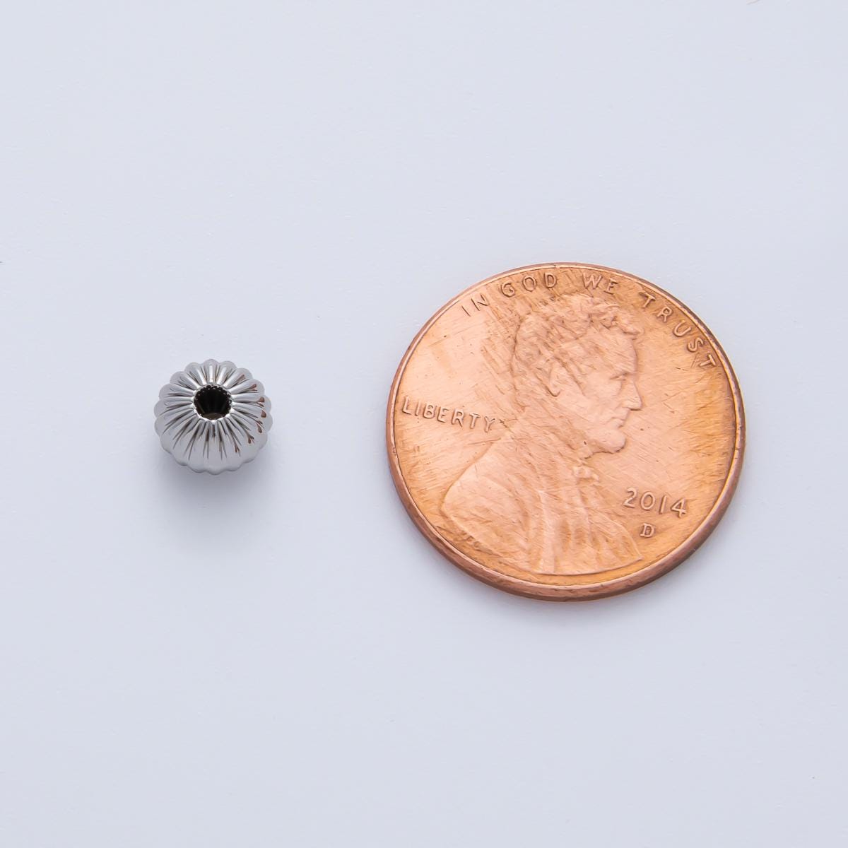 10x Gold & Silver Fluted Spacer Beads – Round Corrugated Metal Bead Charms for Jewelry Making B-355