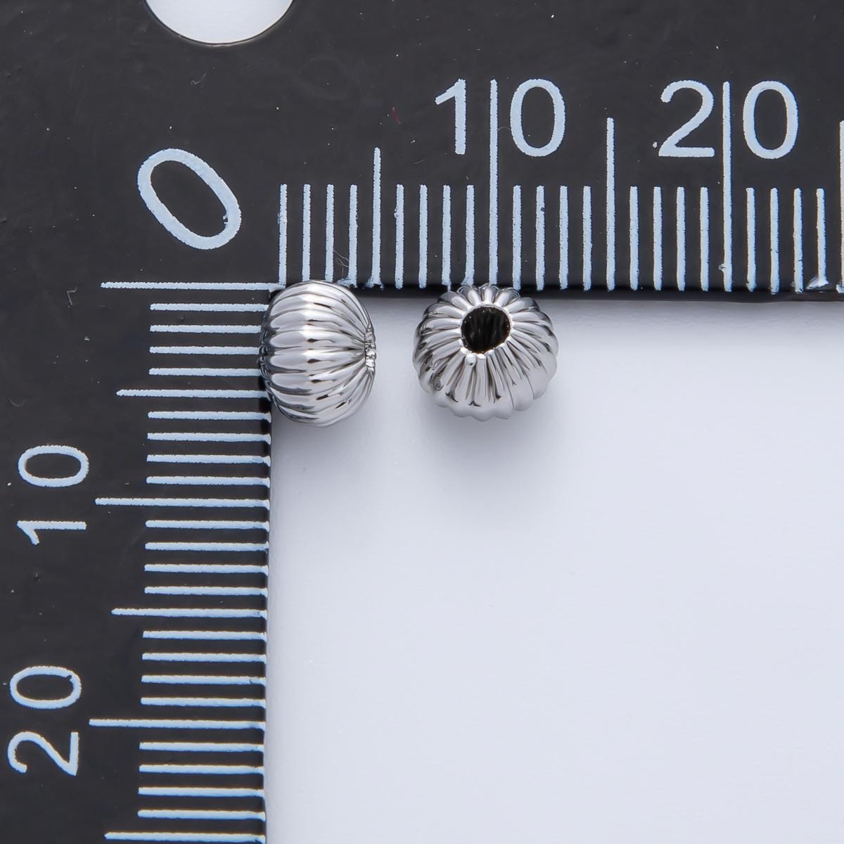10x Gold & Silver Fluted Spacer Beads – Round Corrugated Metal Bead Charms for Jewelry Making B-355