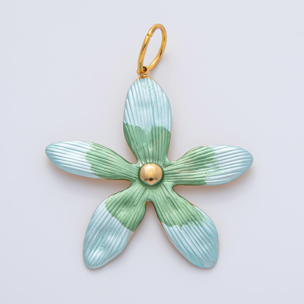 Big Gold Flower Charms, Gold Enamel Plumeria Pendant, White Floral Charm for DIY Earring Necklace Jewelry Making AH-755