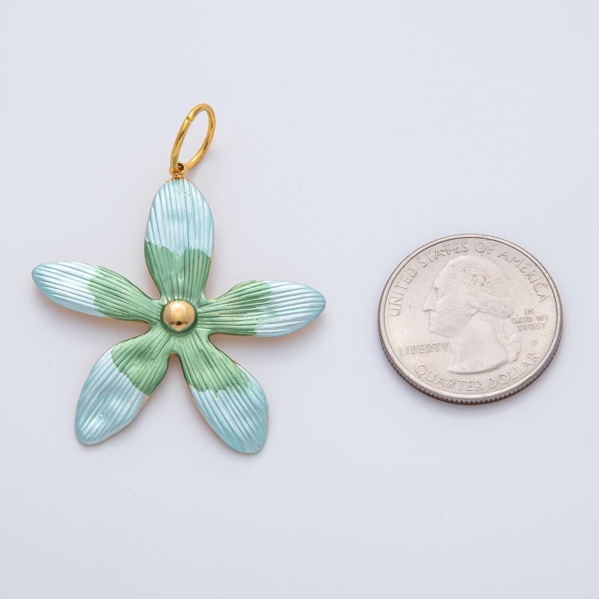 Big Gold Flower Charms, Gold Enamel Plumeria Pendant, White Floral Charm for DIY Earring Necklace Jewelry Making AH-755