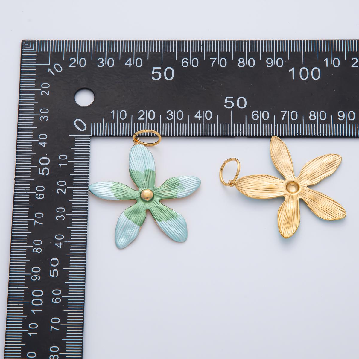 Big Gold Flower Charms, Gold Enamel Plumeria Pendant, White Floral Charm for DIY Earring Necklace Jewelry Making AH-755