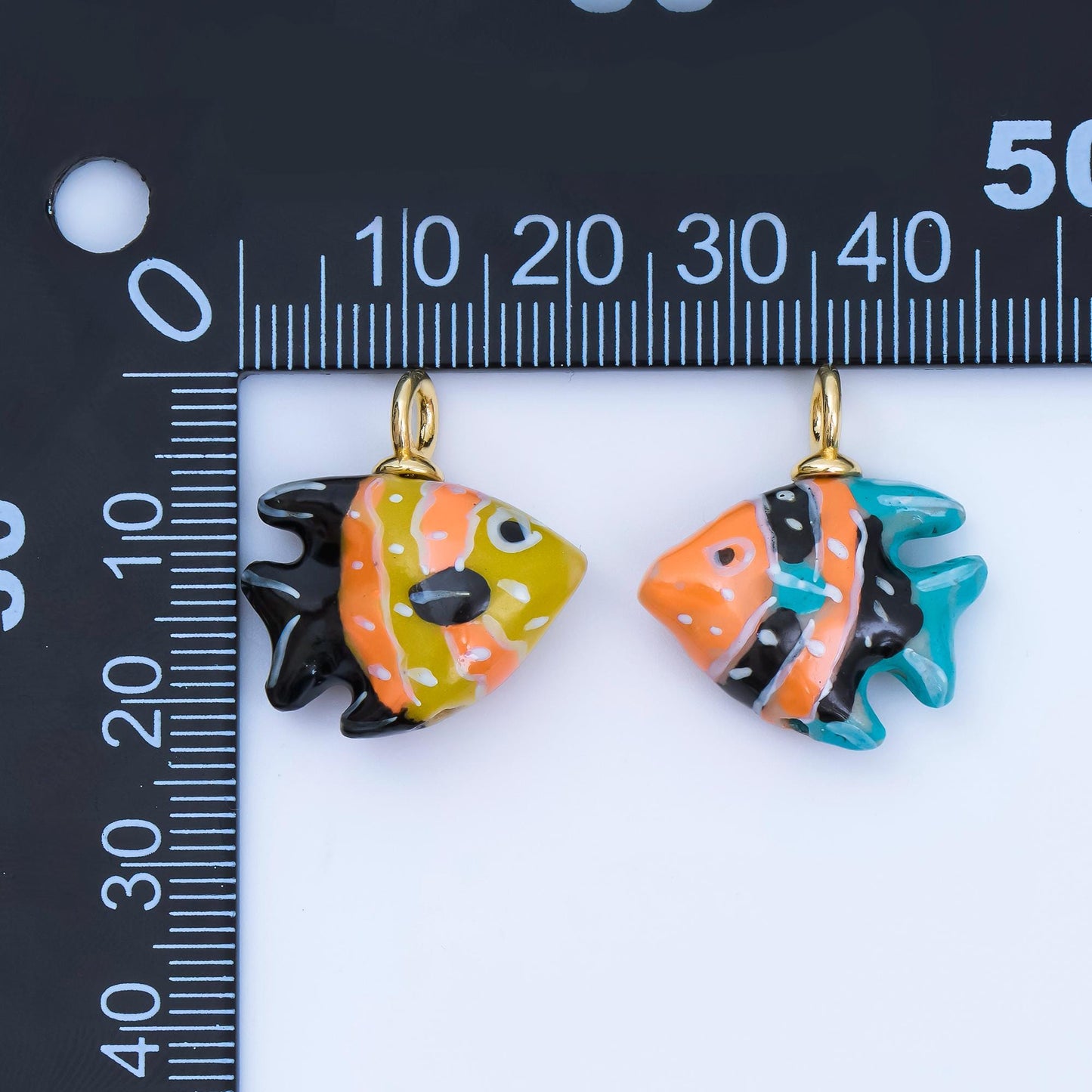 24K Gold Filled Angel Fish Ceramic Drop Pendant | AF-1259