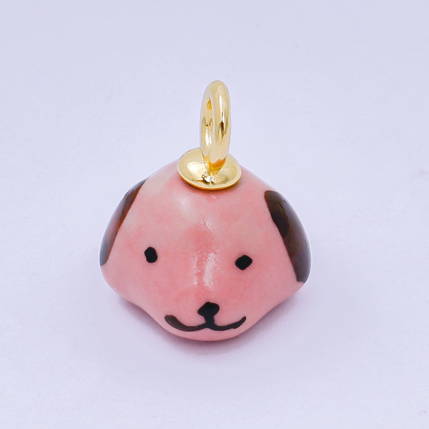 Dainty Dog ceramic charm handmade Puppy porcelain Pet Animal charm Blue Pink Green Purple for necklace bracelet jewelry making supply N-141