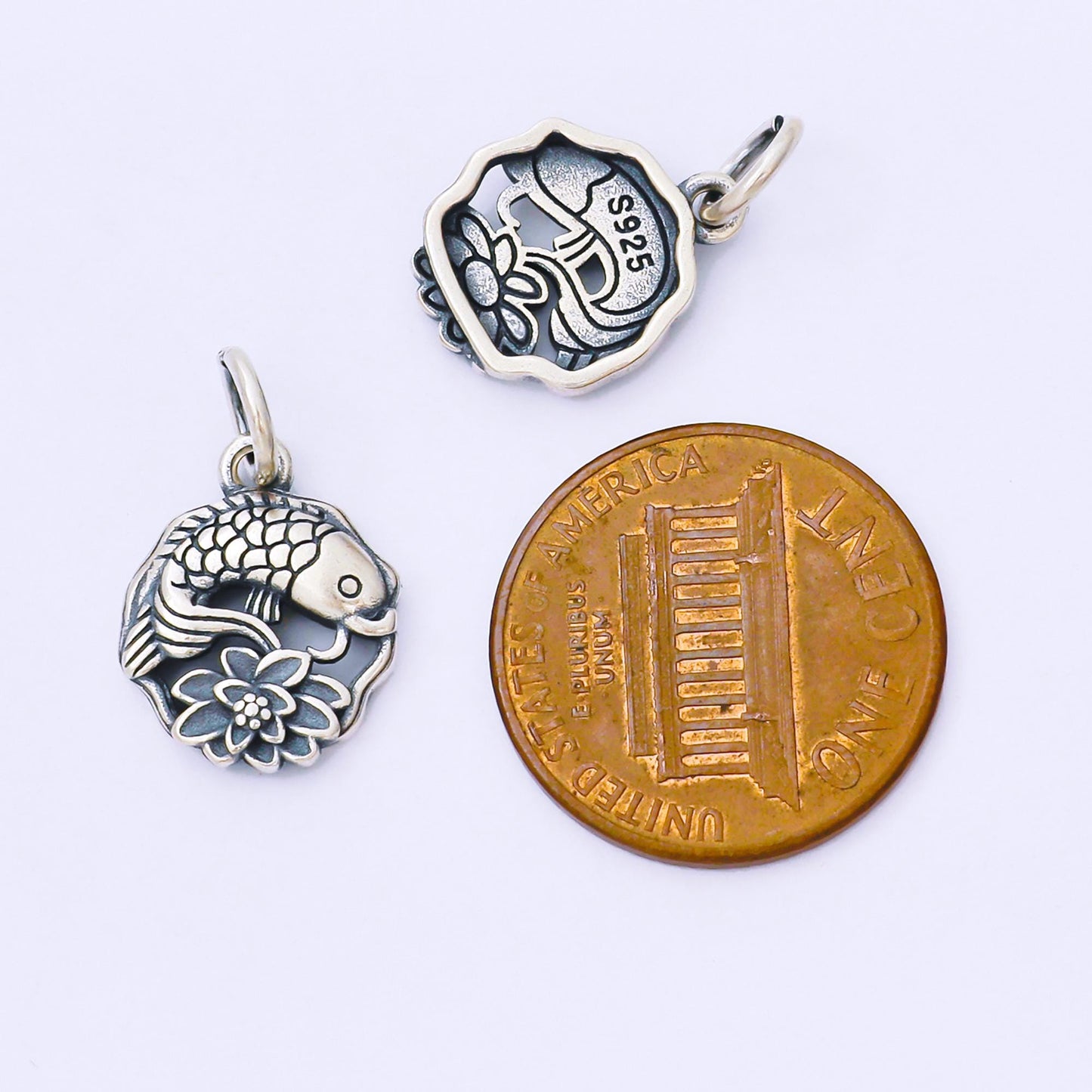 Sterling silver s925 Japanese koi gold fish aquarium pet animal charm | SL-692